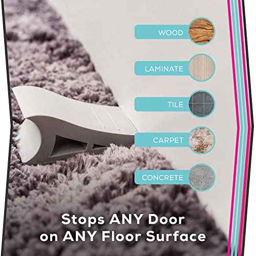 Heavy Duty Rubber Door Stopper ? Zero Edge Door Wedge Stops All Doors, Gaps to 1.5 Inch on All Surfaces ? Door Stopper Wall Mount Hangs Up When Not in Use for No-Bending Easy Access