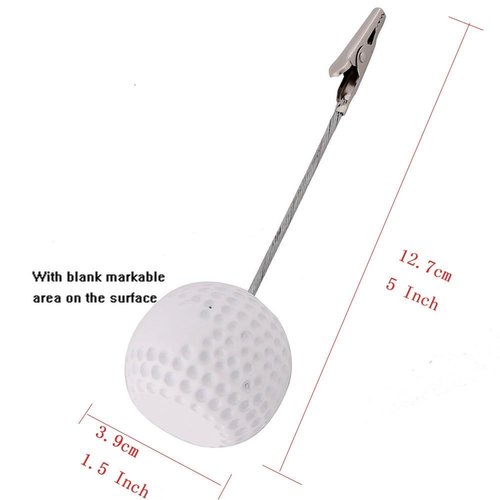 Xiaoyztan Golfball Clip for Table, Place Card Stand Holder, 5 Inch Height Memo Clip, Number Card Holder, Name Card Table Stand Decorations for Home Office Desk Sports Party Wedding Ceremony, 5 Pcs
