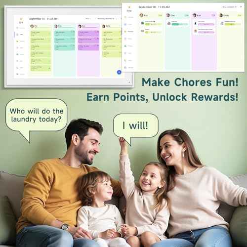 21.5 Inch Smart Digital Calendar ? Electronic Chore Chart & Planner with 1920x1080P IPS Touchscreen, Weekly/Monthly Family Organizer for Wall or Desk, White 2025 New Version
