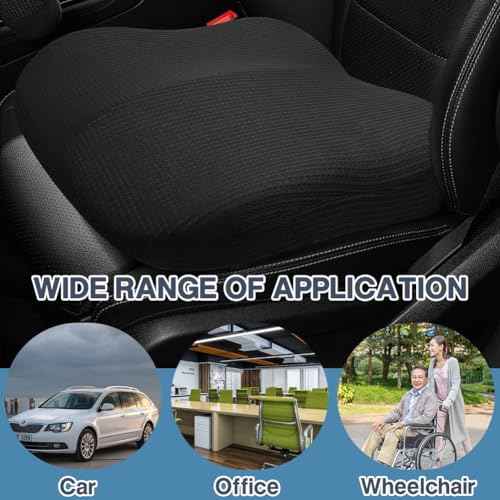 Adult Car Booster Seat for Driver, Driving Seat Cushion,Comfort Memory Foam Car Seat Cushion for Height, Seat Cushion for Car,Office Chair and Home Chair (Black B)