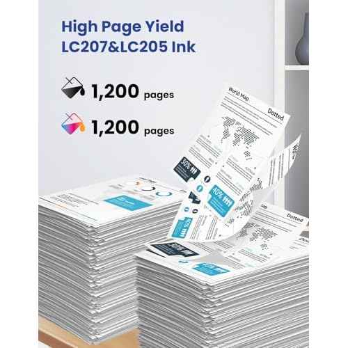 LC205 LC207 XXL Ink Cartridges Super High-Yield LC207BK LC205C LC205M LC205Y LC205CL Replacement for Brother LC205 LC207 Ink Cartridges for MFC-J4320DW MFC-J4420DW MFC-J4620DW Printer Ink 4-Pack