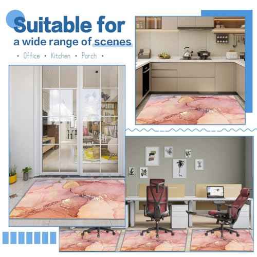 Chair mat, Office Short Pile Chair mat, Non-Slip Noise-Reducing Table and Chair Carpet, Office, Study Decorative Carpet Suitable for Wooden Floors, Laminates and Tiles (Pink Gold, 35x47in)