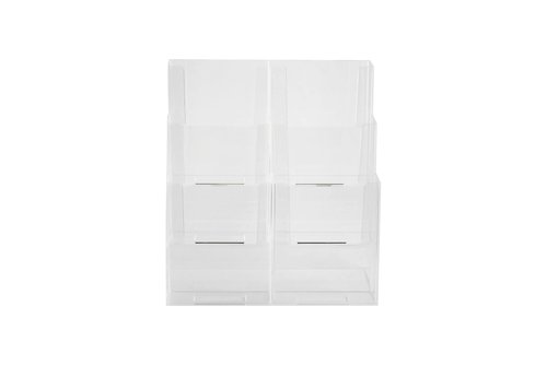 Dazzling Displays Acrylic Stand 3 Tier, 6 Pocket Fits 4 by 9 Material, Trifold Brochure Holder, Countertop Clear Display, Organizer Tray, Rack for Pamphlet, Letters, Folders, Document, Sign, Cards (1)