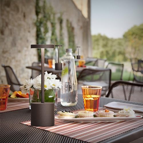 2Pack Cordless Table Lamp, Rechargeable LED Battery 5000mAh Metal USB Portable Powered Desk Lamp, 3 Levels Brightness Light for Restaurants Outdoor (2pack 10.25in ferrugino)