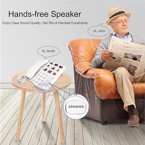 Corded Phones for Seniors - 9 One-Touch Memory Speed Dialing Desktop Landline Telephone for Office, Front Desk, Home, Hotel