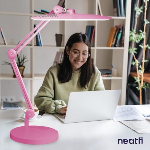 Neatfi 9.84" Diameter Round Weighted Base, 19.62 Pounds, Compatible with Desk Lamps and Magnifying Lamps for Home Office Use (Pink)