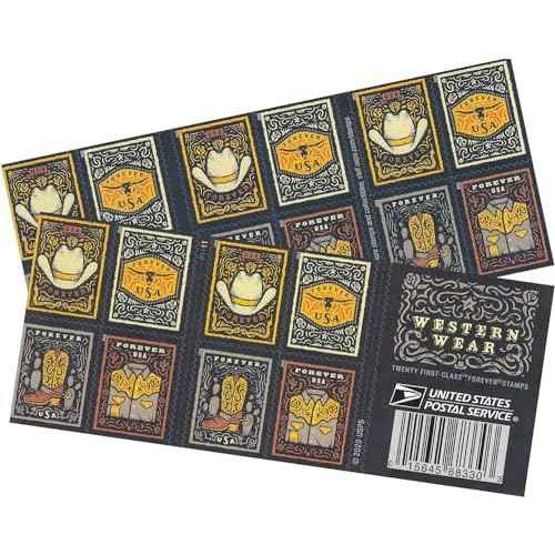 Western Wear 2021 (Book of 20) First-Class Mail Forever Postage Stamps (Cowboy Hat, Belt Buckle, Cowboy Boot with Spur, Western Shirt)