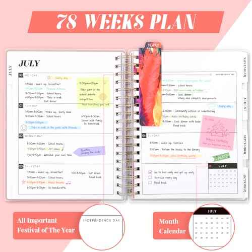 Planner 2025-2026, 18 Months Academic Daily Weekly Monthly Planner Yearly Agenda July. 2025?Dec. 2026, 7.9" x 9.8", Page Tabs, Separator Page, Pocket Folder, Bookmark, Stickers, Sticky Note Set
