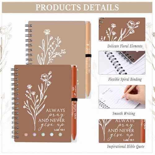 40 Pcs Clergy Appreciation Christian Gifts Bulk Bible Study Notebook with Sticky Notes Christian Pen Aesthetic Religious Journal Church Prayer Notepad for Pastor Sunday School Employee (Boho Color)