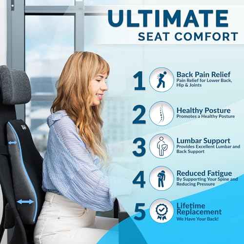 ComfiLife Lumbar Support Pillow for Office Chair ? Premium Memory Foam Lumbar Pillow ? Back Support for Office Chair, Car ? Back Pain Relief, Improves Posture ? 3 Adjustable Straps, Mesh + Leatherette