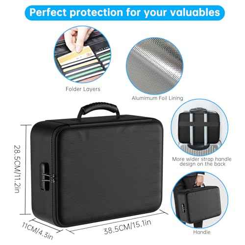 ENGPOW 5200¡ÆF Fireproof Document Bag with Lock, Upgraded Heat Insulated Fireproof Box 8 Layers File Organizer, Portable Home Travel Safe Storage for Important Documents,Passports,Laptop, Black(Soft)
