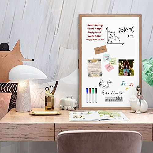 Magnetic Whiteboard for Wall, 24" X 18", Dry Erase White Board with Natural Wood Frame for Home, Office, School¡¦¡¦