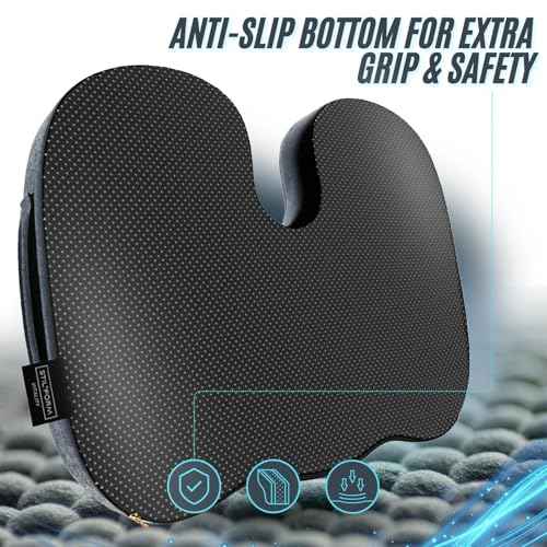 Ergonomic Seat Cushion Orthopedic Gel Memory Foam Cushion, Office Chair Cushion, Computer Chair Cushion, Oeko-TEX 100 Certified for Comfort and Posture