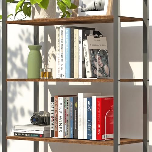 4 Pack Clear Acrylic Bookends – Heavy Duty, Non-Slip L-Shaped Book Holders for Home & Office