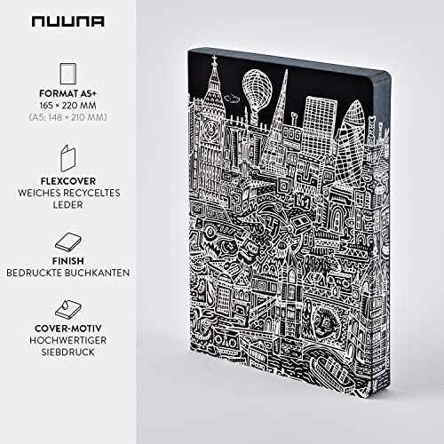 Nuuna Graphic L London Smooth Bonded Leather Notebook - Black