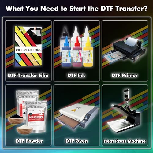 A-SUB DTF Ink 600ML, Compatible with DTF Printer ET-8550, XP-15000, L1800, L805, R390, R240 for Printing with DTF Film, 6x100ML-CMYK Wh