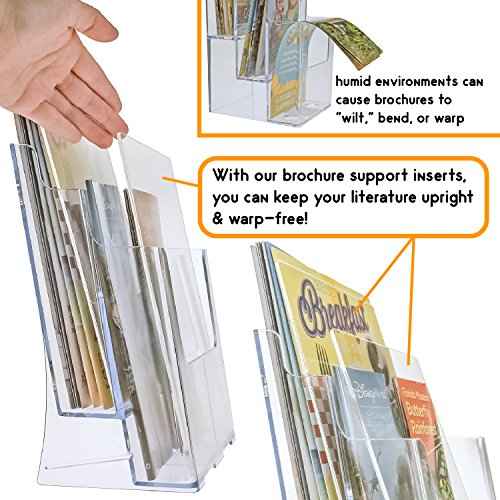 SourceOne Premium Acrylic Brochure Support Inserts for Humid Environments, 5 Pack