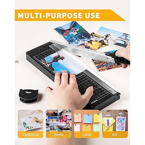 MAKEASY Paper Cutter 12 Inch, 8 Sheet Capacity, Heavy Duty Paper Cutter for Cardstock, Guillotine Paper Trimmer for Crafting, Classroom and Office