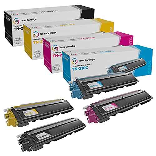 LD Compatible Toner Cartridge Replacement for Brother TN210 (Black, Cyan, Magenta, Yellow, 4-Pack) Compatible with Brother DCP-9010CN HL Printers HL-3040CN HL-3070CW HL-3045CN HL-3