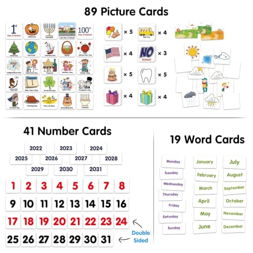 Blue Calendar Weather Pocket Chart Classroom Organizer with 149 Cards