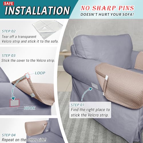 Roytub Stretch Couch Arm Covers, Breathable Armrest Cover for Sofas and Chairs Armrest Cover Keep Home Clean, Scratch-Resistant Sofa Arm Covers Protect and Decorate Your Sofa(Medium, Sand, 2PCS)