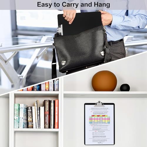 ZCZN Black Metal Clipboard 12 x 9 Inches Heavy Duty Aluminum Clipboards A4/Letter Size with High Capacity Clip