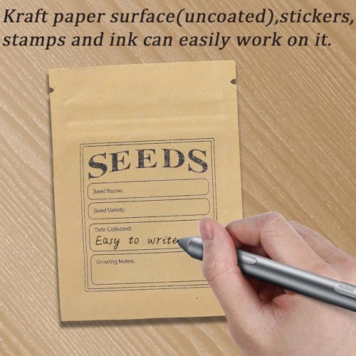 FERENLI 100 Pack Seed Envelopes with Clear Window, Resealable Kraft Paper Packets - 2.7x3.7 Inch
