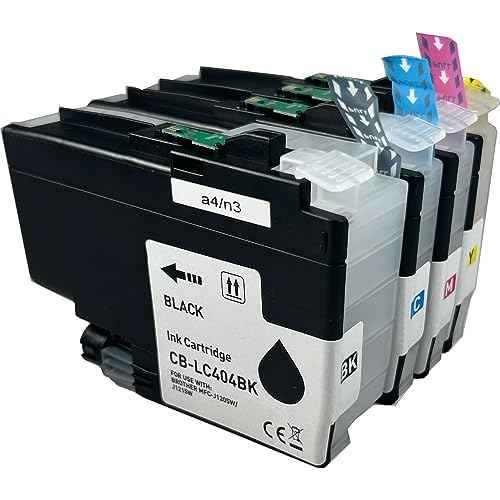 OCProducts Compatible Ink Cartridge Replacement for Brother LC404 4 Pack for DCP-J1200 MFC-J1205W MFC-J1215W (1 Black, 1 Cyan, 1 Magenta, 1 Yellow)