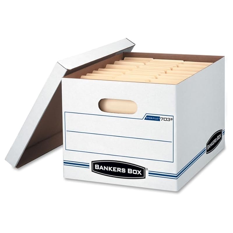 Bankers Box 6-Pack Basic Duty File Storage Boxes with Lids for Letter & Legal Documents