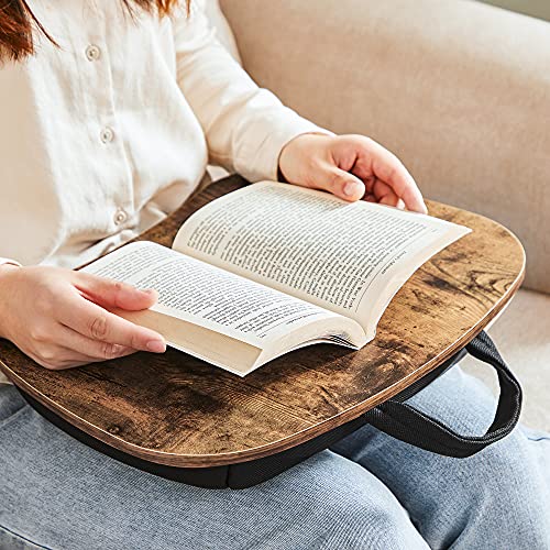 SONGMICS Rustic Brown Laptop Bed Tray with Carry Handle - 12.6"D x 15.7"H