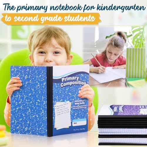 120 Pack Operation Christmas Items Primary Ruled Composition Notebook, Grade K-2 Journal 50 Sheets, 7-1/2" x 9-3/4" Writing Notebook for Kids Kindergarten Preschool 1st 2nd Grad (Multicolor)