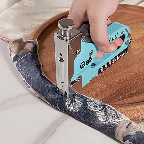Blue 3-in-1 Heavy Duty Staple Gun Kit with 3000 Staples, Remover & Adjustable Power