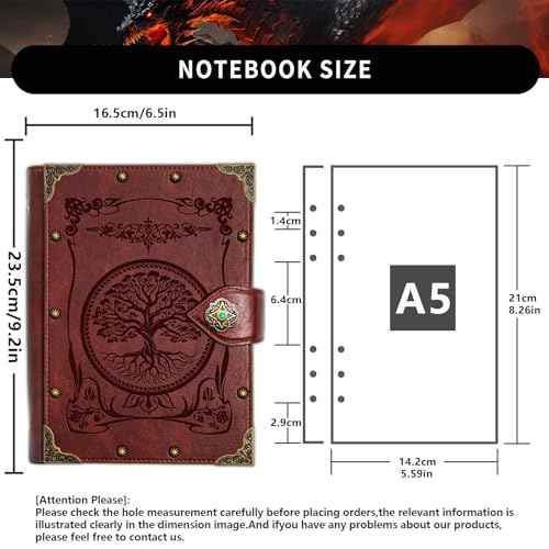 DUROTAN Tree of Life Journals Notebook Gift Set-Unique A5 Binder 400 Page Vintage Leather Suitable for Women & Men writing,Poets,Travelers,as a Diary Dnd Gift