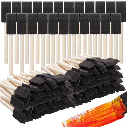 240 Pcs Foam Paint Brushes, 1 Inch Foam Brush for Painting, Bulk Sponge Brushes with Wood Handles, Foam Art Paintbrushes Set for Staining, Varnishing, Finishing, Touchup and DIY Craft Projects