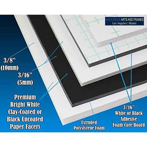 3/16" Black Foam Core Boards 24x36-5 Pack. Many Sizes Available. Acid Free Craft Poster Board for Signs, Buffered Presentations, School, Office and Art Projects