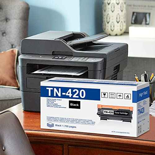 TN420 TN 420 Black Toner 2-Pack, Replacement for Brother TN420 TN450 Compatible with HL-2130 2220 2230 2250DN MFC-7240 7360N 7460DN 7860DW Intellifax-2840 2940 DCP-7060D 7065D Printer