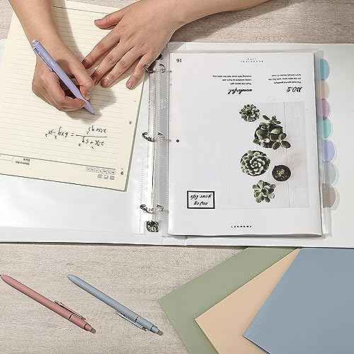 Mr. Pen- Clear Sheet Protectors with Tabs, 8 Tabs, 2 Sets, Clear Plastic Dividers for 3 Ring Binder, Insertable Index Page Divider Multicolor Tabs