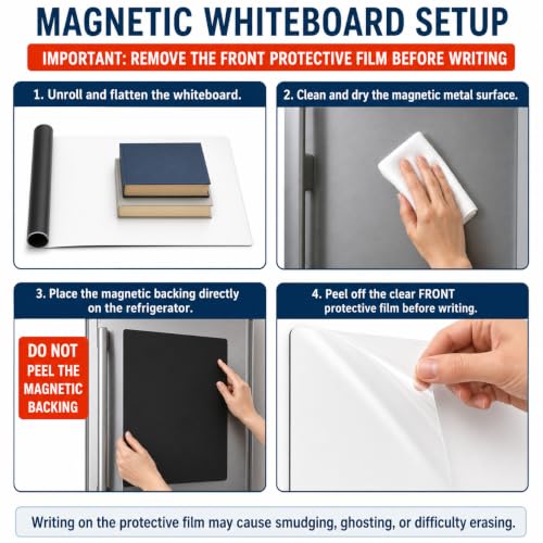 Magnetic Dry Erase Whiteboard 18x24 inches for Fridge – No Adhesive, Includes Magnetic Pins