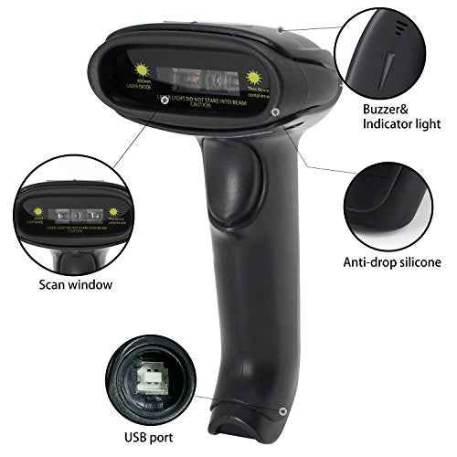 Wireless USB Barcode Scanner,Symcode Handheld Automatic CCD Barcode Scanner Reader 2.4GHz Wireless & USB2.0 Wired, Support Mac OS X, Android, Windows 10 and iOS 9