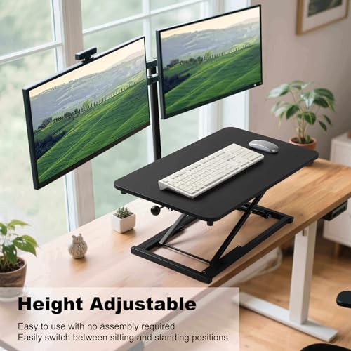 Height Adjustable Standing Desk Converter,Keyboard Riser for Stand Up Desk Riser,Computer Keyboard Stand for Desktop,Computer Workstations Home Office Portable Table Black Size 23.6 Inch