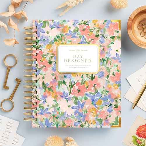 Day Designer 2025-2026 Daily Planner ? Premium Planner for Stylish Organization. Combines Monthly Calendar, Hourly Schedule, To-Do List, Gratitude, Goal Setting, Inspirational Quotes, Stickers & More. Elegant laminated Cover with Gold Accents (Lorelei)