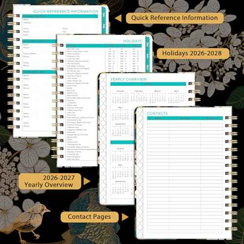 2026 Planner - 2026 Planner Weekly and Monthly, Jan.2026 - Dec.2026, 6.5" x 8.5", Planner 2026, 2026 Weekly Monthly Planner with Green Tabs, Twin-wire Binding, Back Pocket