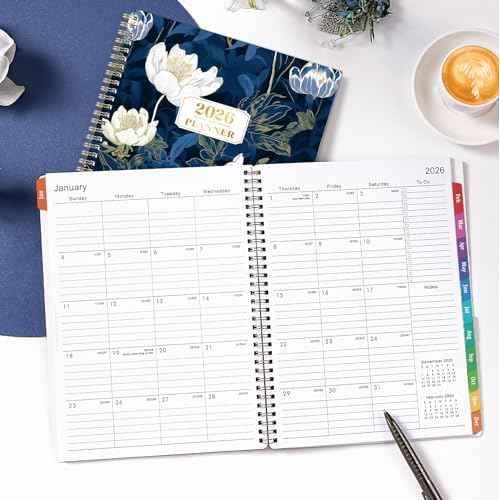 2026 Planner - Jan. 2026 - Dec. 2026, 8.5" x 11", Planner 2026 Weekly & Monthly, 2026 Calendar with 12 Monthly Tabs, Back Pocket