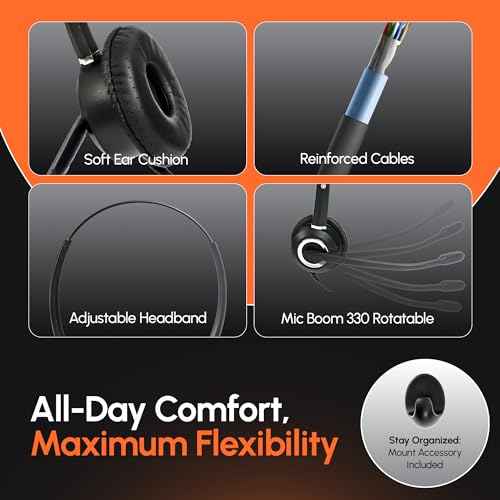 Spracht Zum RJ9 Dual Ear Wired Headset for Desktop Phones | Universal Telephone Headsets for Office Telephones | Works with Polycom Digium Nortel Yealink Grandstream Cisco