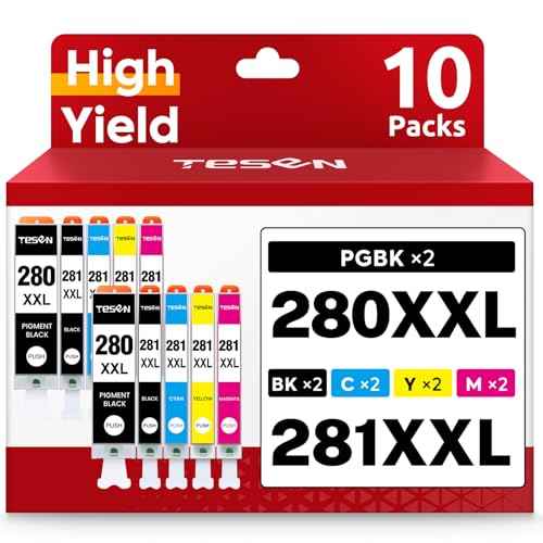 TESEN Compatible PGI280XXL CLI281XXL Ink Cartridge Replacement for Canon 280XXL 281XXL Use with PIXMA TR8520 TR8620 TS6220 TS6320 TR7520 TS6120 TS9120 TS8120 TS8320 Printer, 10 Pack Color Set