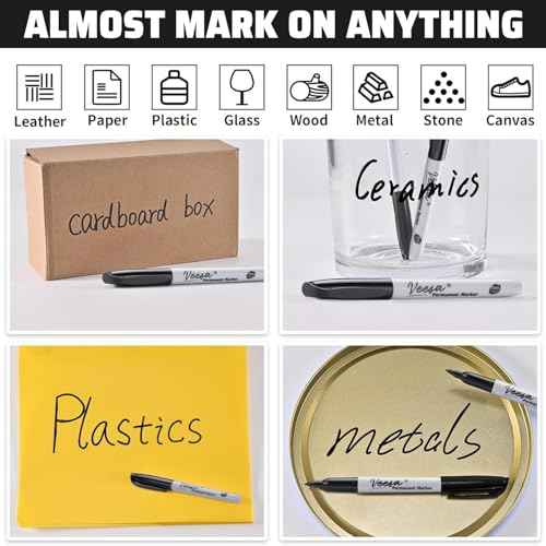 36 Pack Permanent Markers Fine Tip, Black Permanent Marker Pens for Office, School & Home, Waterproof, Smear-Proof, Quick-Drying