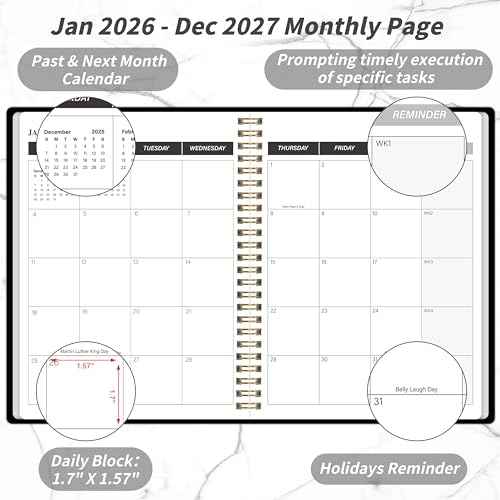 Monthly Planner 2026-2027, Jan 2026 - Dec 2027, 2 Year Calendar 2026-2027 Monthly Planner, 7.5" x 10", 24 month Calendar With Goals To Do List, Habit Tracker Suitable for Schools & Offices & Home