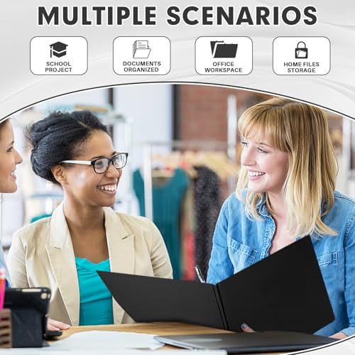 50 Pack Two Pocket Folders With Prongs, 3 Prong Folders Fit Letter Size Paper, File Folders for School Office Home Business, Black