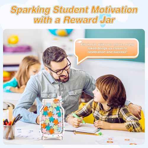 2 Pack Magnetic Reward Jar for Kids Star and Heart Incentive Jars for Classroom Toddlers Potty Training Reward Home Training for Boys Girls,Star and Heart