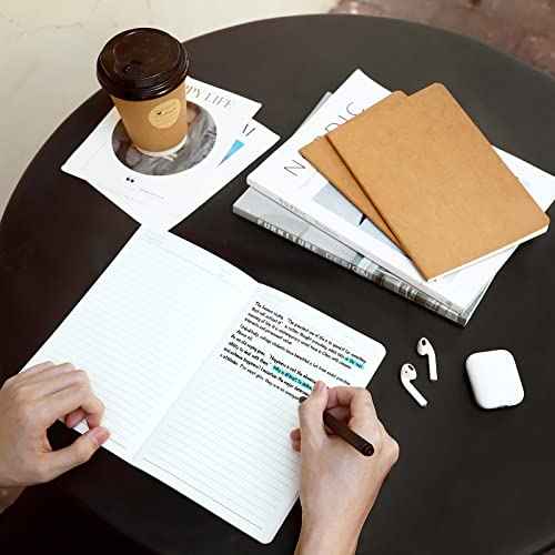 EUSOAR Notebooks College Ruled, 48pcs A5 5.5"x8.3" 60 Pages Soft Cover Kraft Lined Subject Journal Notebooks, Writing Note Pads Sketchbook Memo Composition,for School Office College Work Note Taking